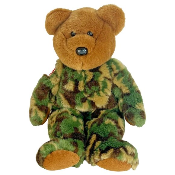 TY Hero the Camouflaged Bear Beanie Buddy US Flag Patriotic Stuffed Animal Toy - Picture 2 of 9